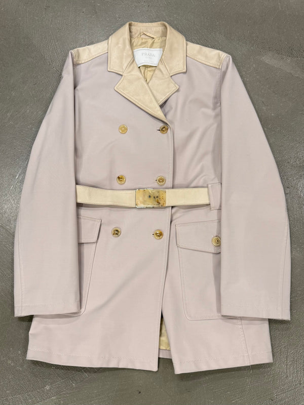 2000s Prada leather & nylon hybrid coat