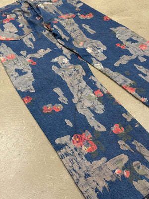 S/S2001 Gucci by Tom Ford floral hand painted jeans