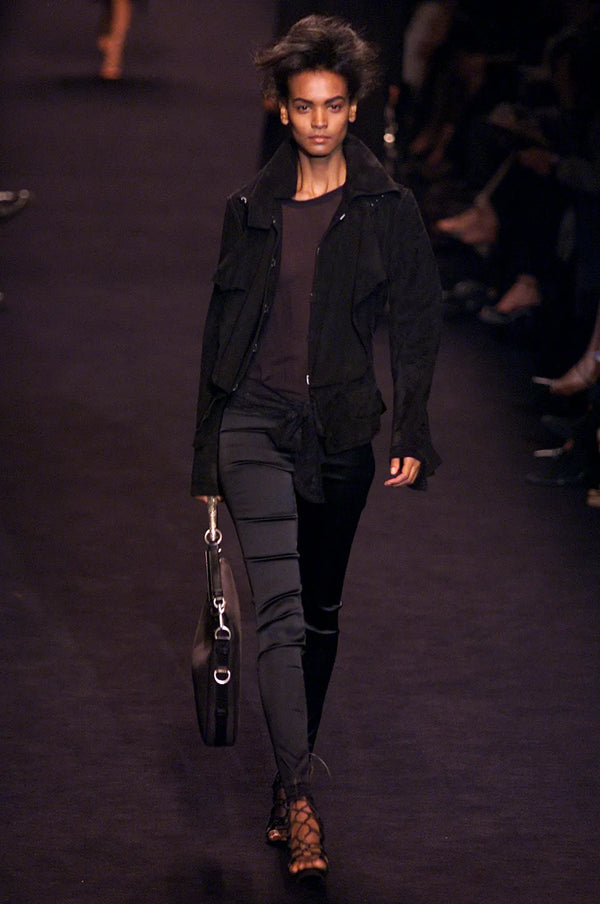 A/W2002 Yves Saint Laurent by Tom Ford runway suede multi-layer panel jacket