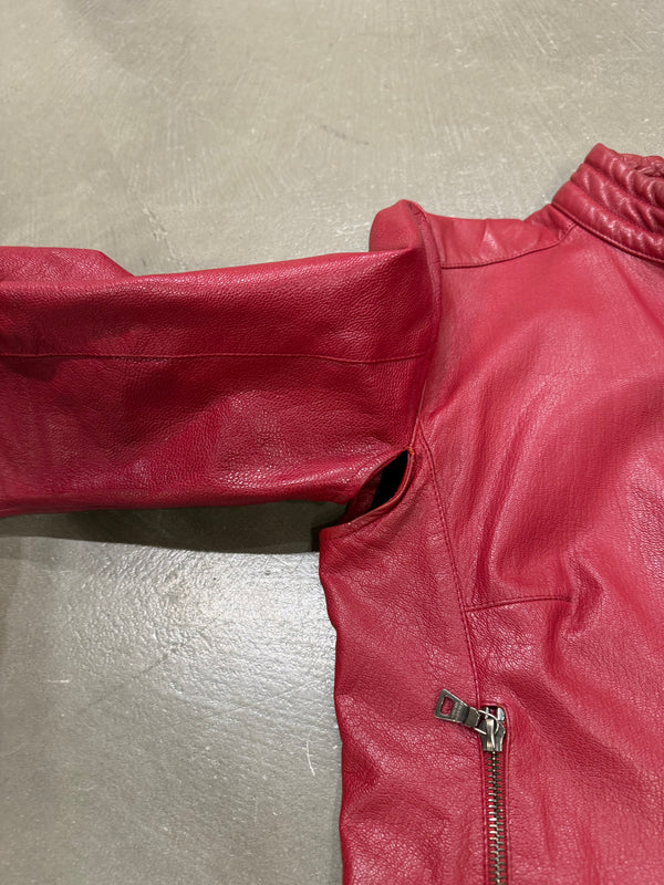 S/S2000 Prada biker red leather jacket with padded elbow