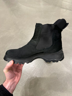 AW1999 Prada black pony hair leather boots