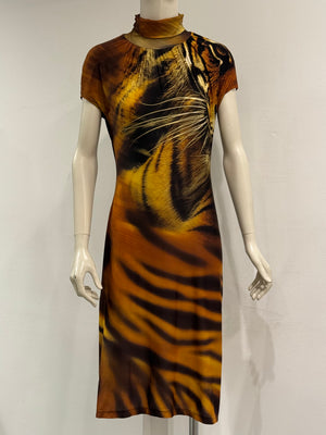 A/W2000 Roberto Cavalli cut-out tiger print dress