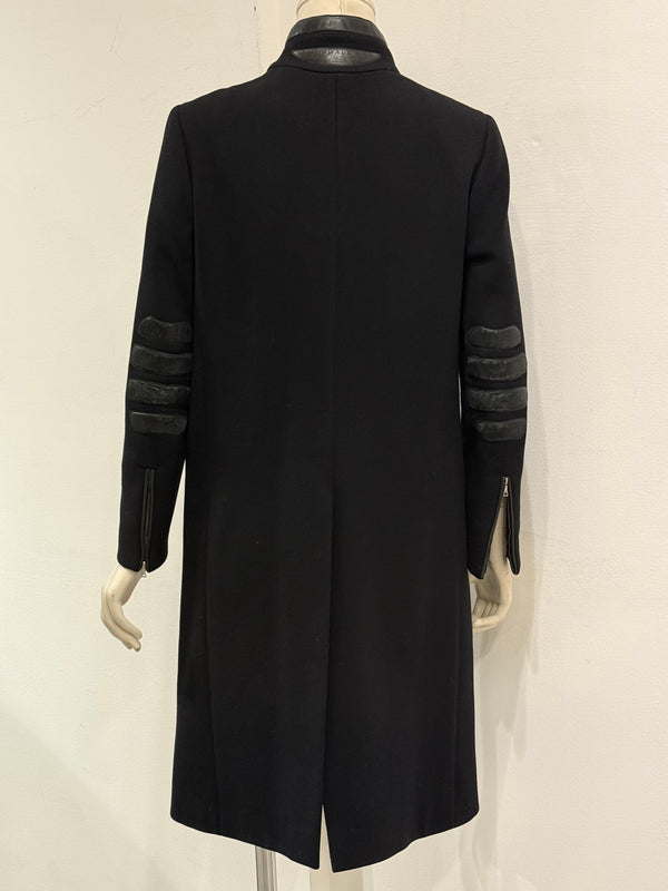 A/W1999 Prada wool long coat with leather details