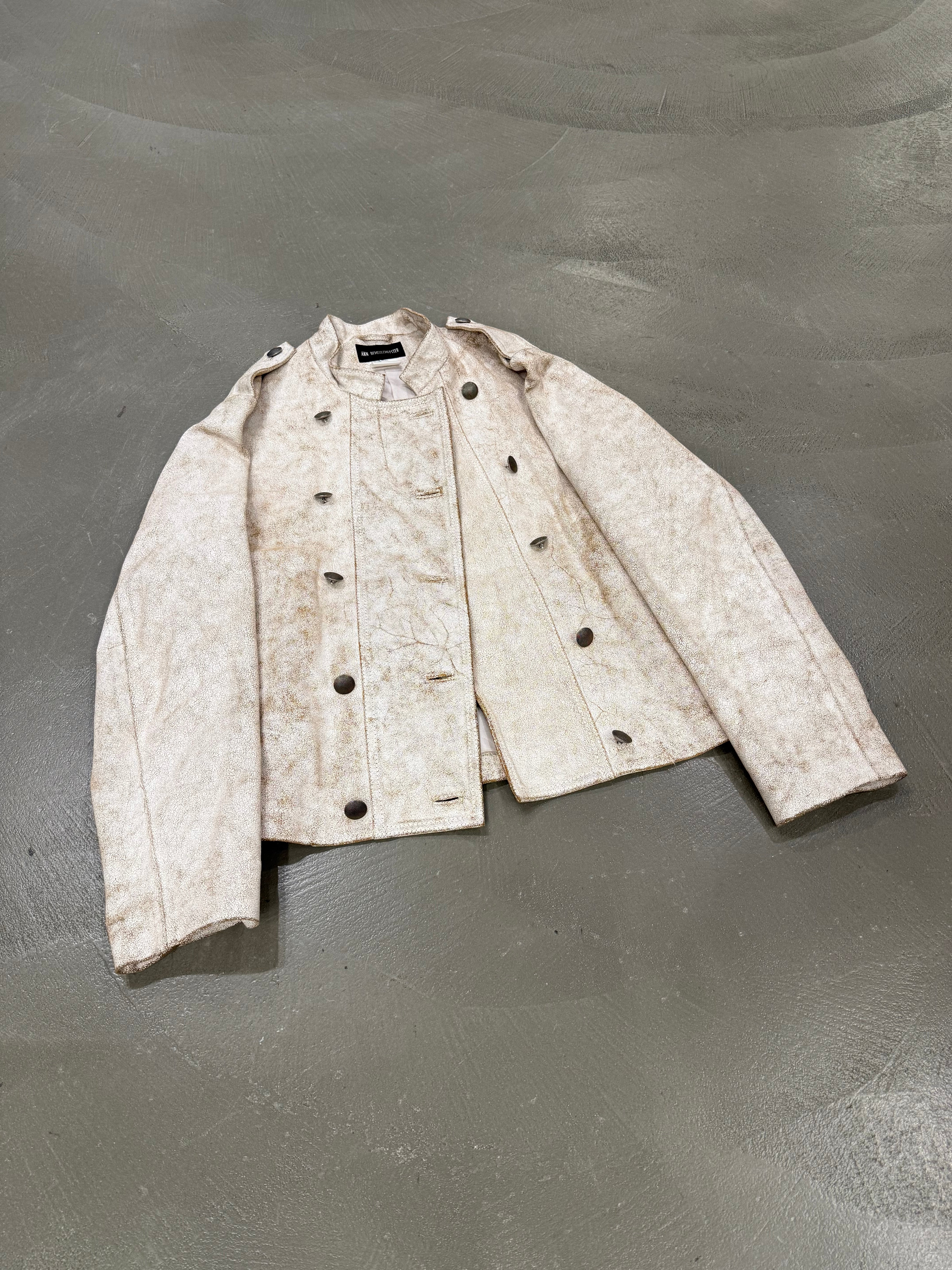 S/S2002 Ann Demeulemeester runway cracked leather napoleon military ja