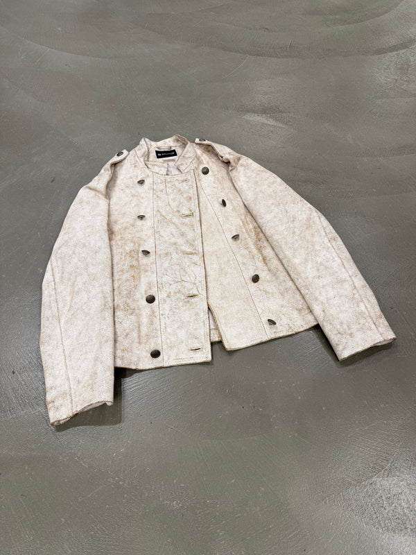 S/S2002 Ann Demeulemeester runway cracked leather napoleon military jacket