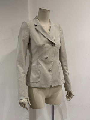 2009 Balenciaga by Nicolas Ghesquière pinstripe asymmetric double breasted blazer