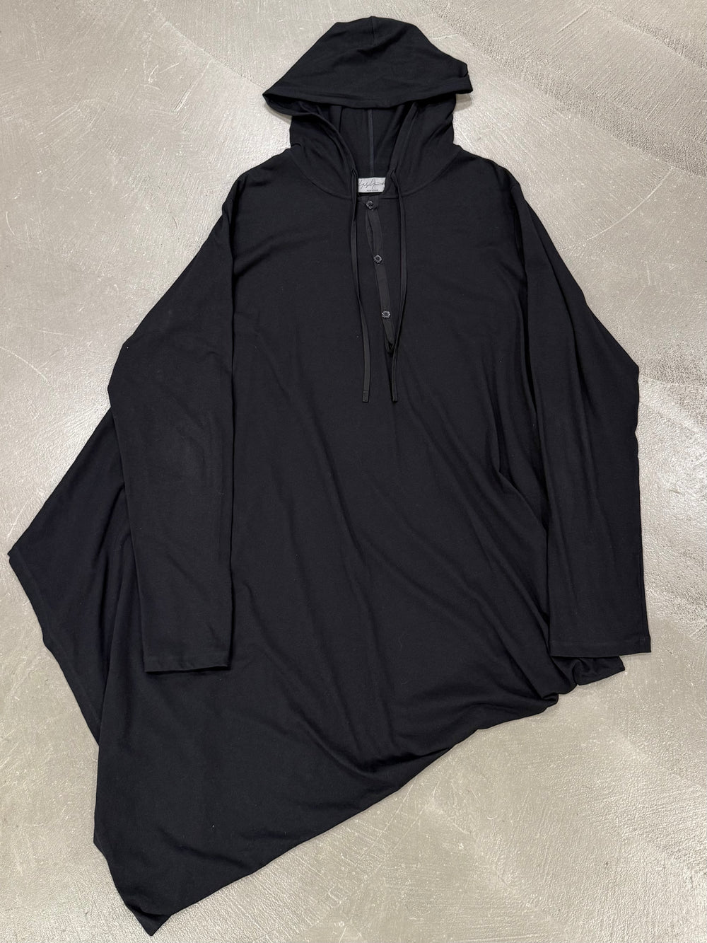 2010s Yohji Yamamoto asymmetrical draped hoodie shirt