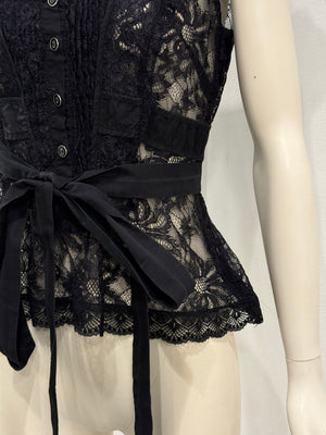 2000s Dolce & Gabbana lace tie-waist corseted top
