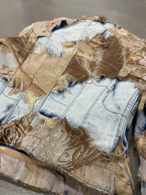 A/W2001 Roberto Cavalli “phoenix” double layer destroyed runway denim jacket