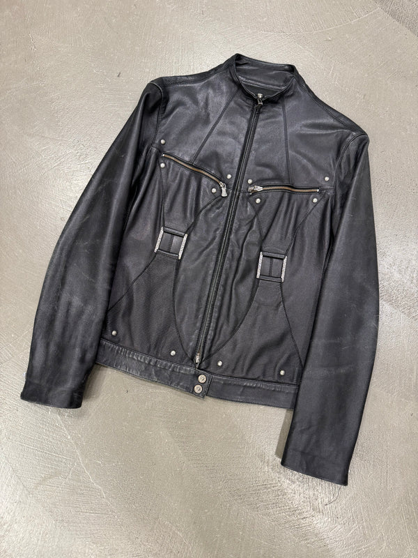 2000s Versace bondage utility leather jacket