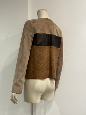 2010 Gucci By Frida Giannini ostrich leather color block jacket