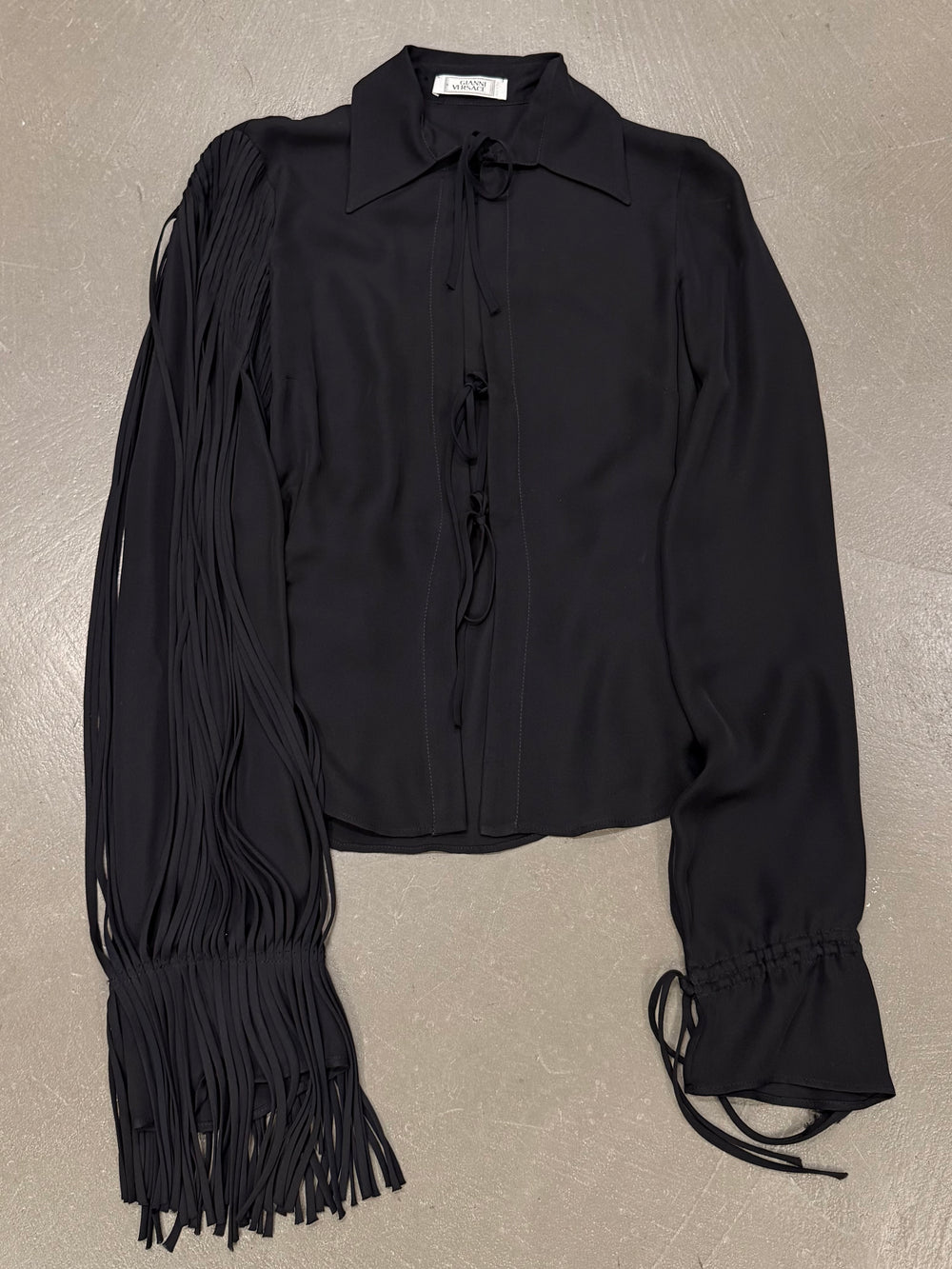 1990s Gianni Versace fringe pleated silk blouse