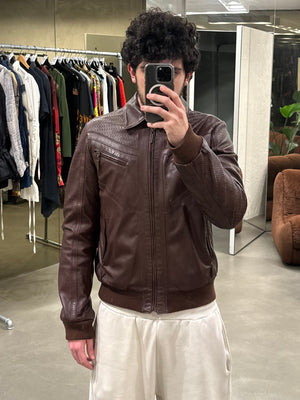 S/S2007 Roberto Cavalli paneled flight leather jacket