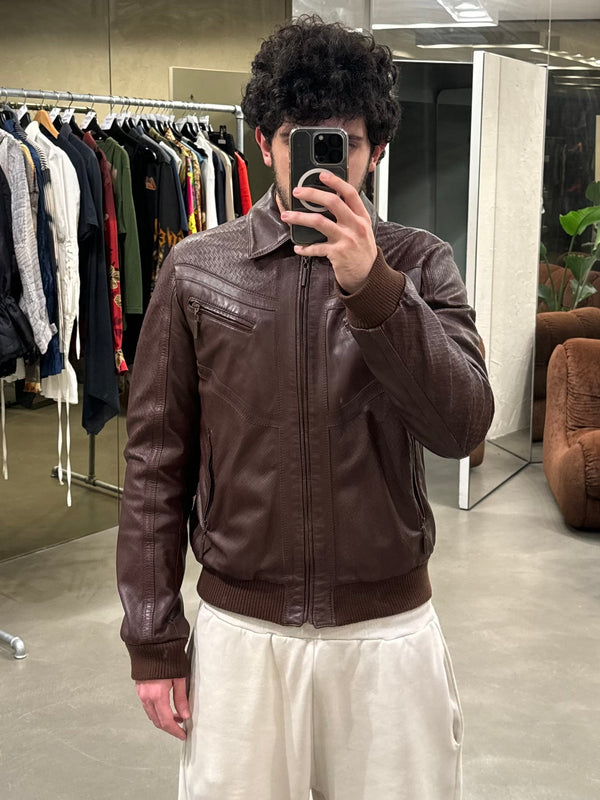 S/S2007 Roberto Cavalli paneled flight leather jacket