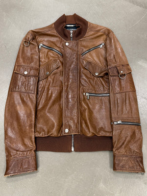 S/S2004 Dolce & Gabbana runway military zip leather jacket