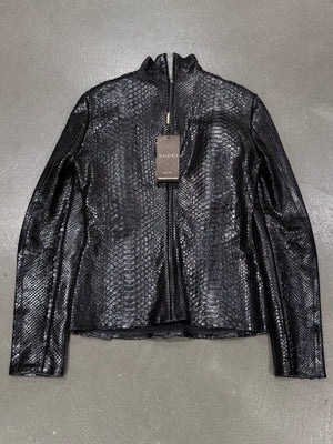 2010s Gucci real python backzip leather jacket