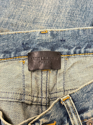 2015 Saint Laurent by Hedi Slimane distressed slim denim jeans