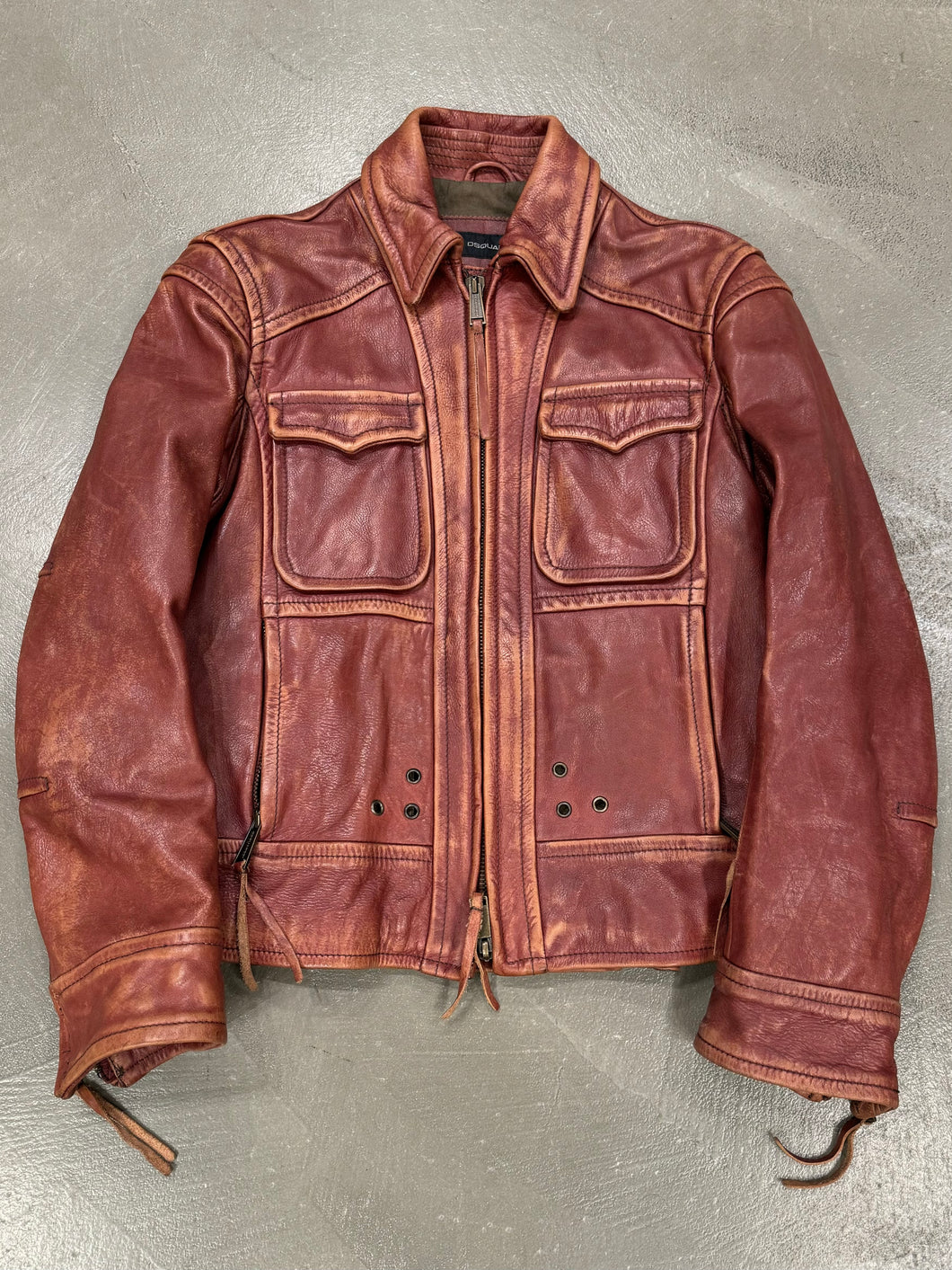 A/W2004 Dsquared2 runway faded leather jacket