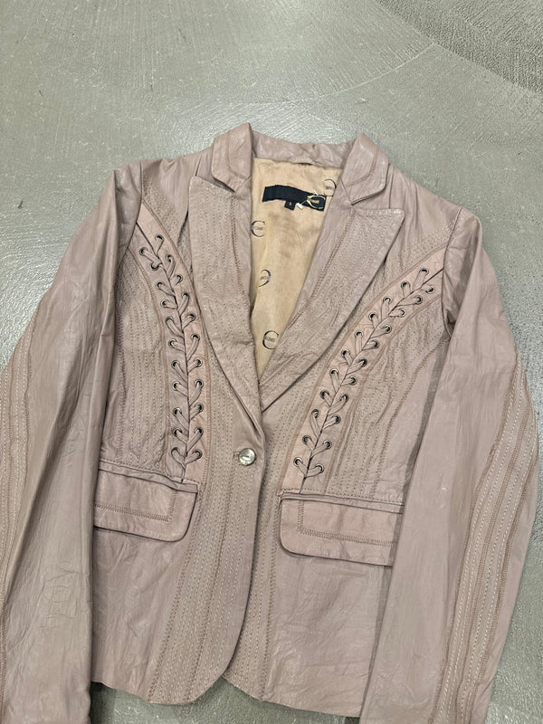 SS2007 Roberto Cavalli lace-up bondage leather blazer jacket