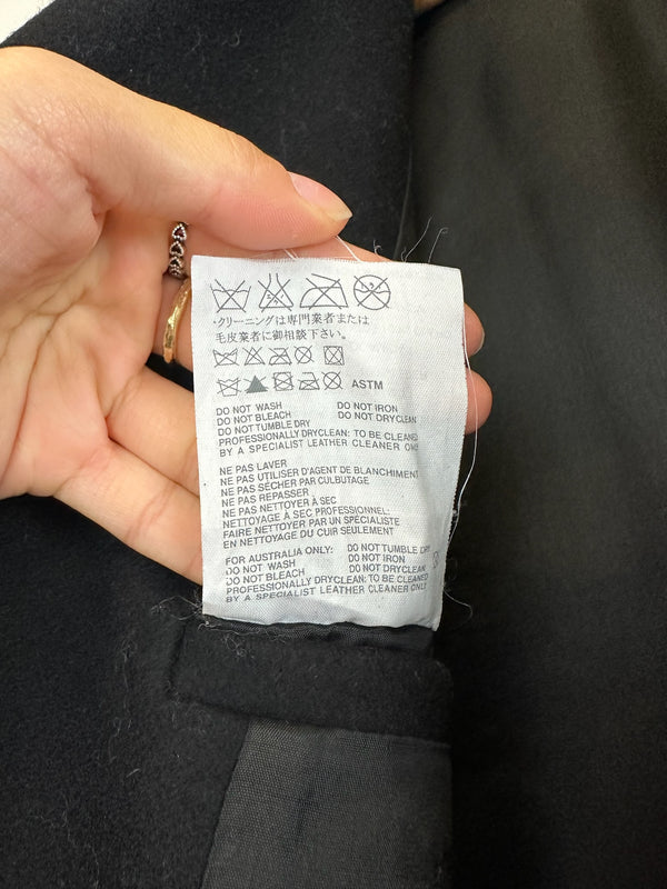 AW2001 Helmut Lang double breasted leather mask coat