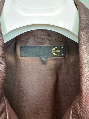 2004 Roberto Cavalli faded zipper leather jacket