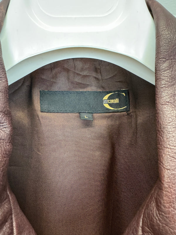 2004 Roberto Cavalli faded zipper leather jacket