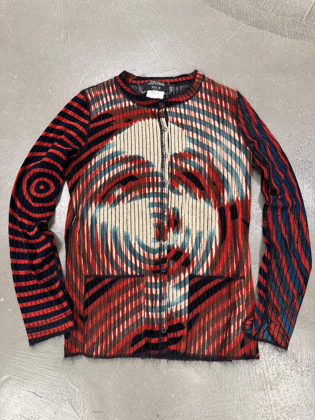 A/W2001 Jean Paul Gaultier “Marlene Dietrich” illusion knit cardigan