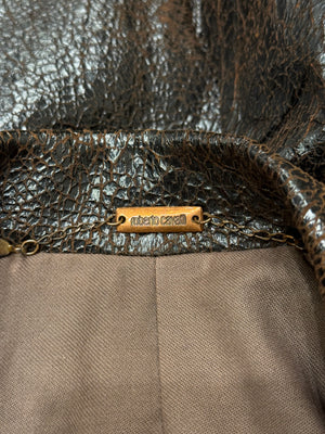 A/W2000 Roberto Cavalli artisanal eroded leather blazer
