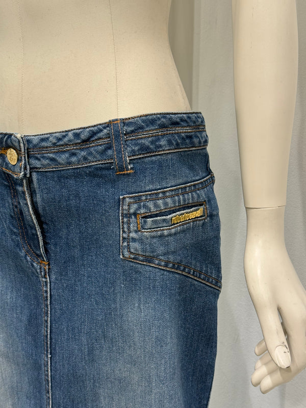 2008 Roberto Cavalli long denim skirt