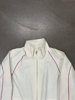 2000s Prada white zip jacket with red piping