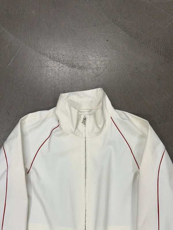 2000s Prada white zip jacket with red piping