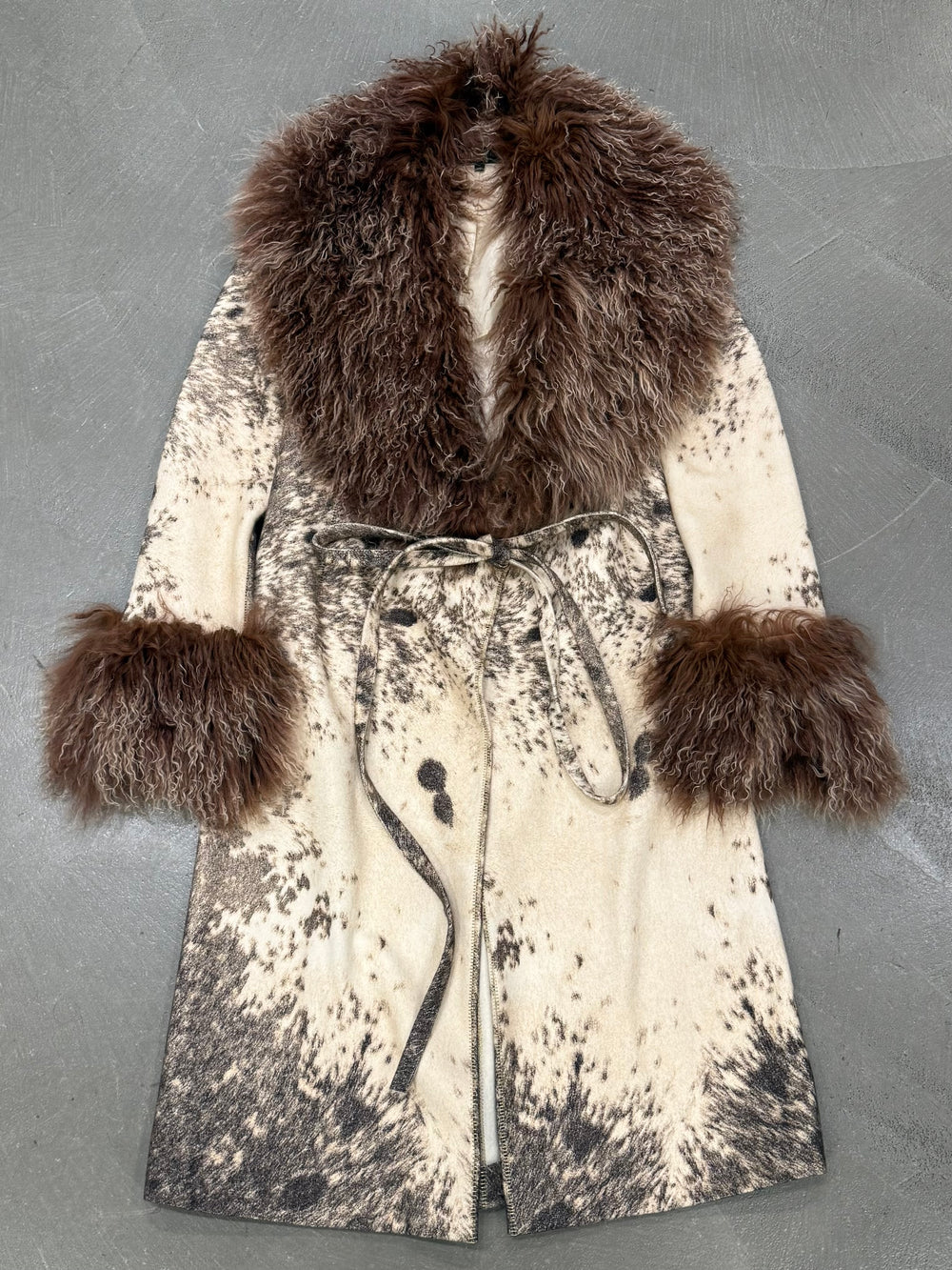 F/W1999 Roberto Cavalli fur-trimmed wool coat