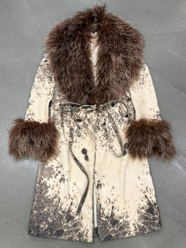 F/W1999 Roberto Cavalli fur-trimmed wool coat