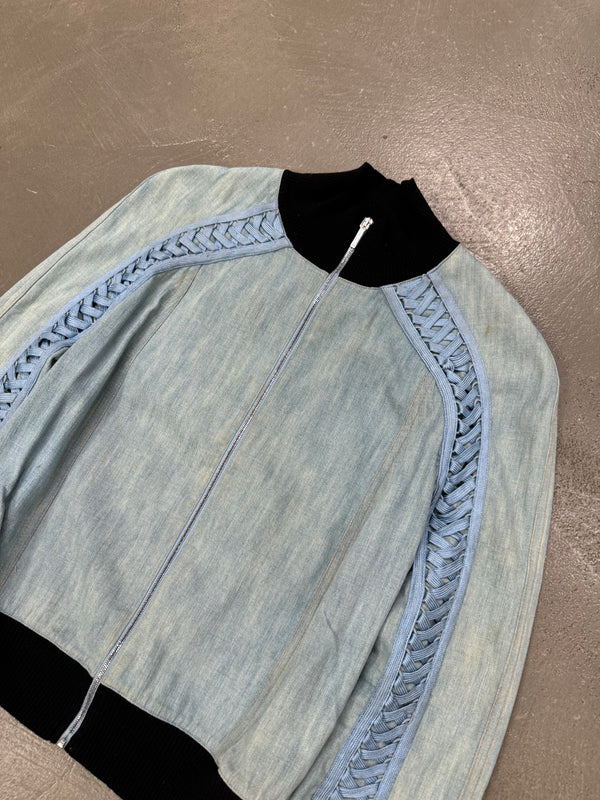 2002 Christian Dior by John Galliano lace-up denim bomber jacket