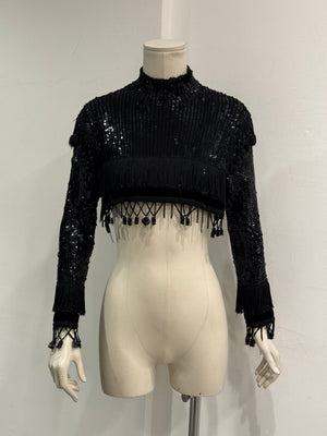S/S1995 Jean Paul Gaultier cropped sequin fringe top