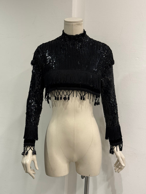 S/S1995 Jean Paul Gaultier cropped sequin fringe top