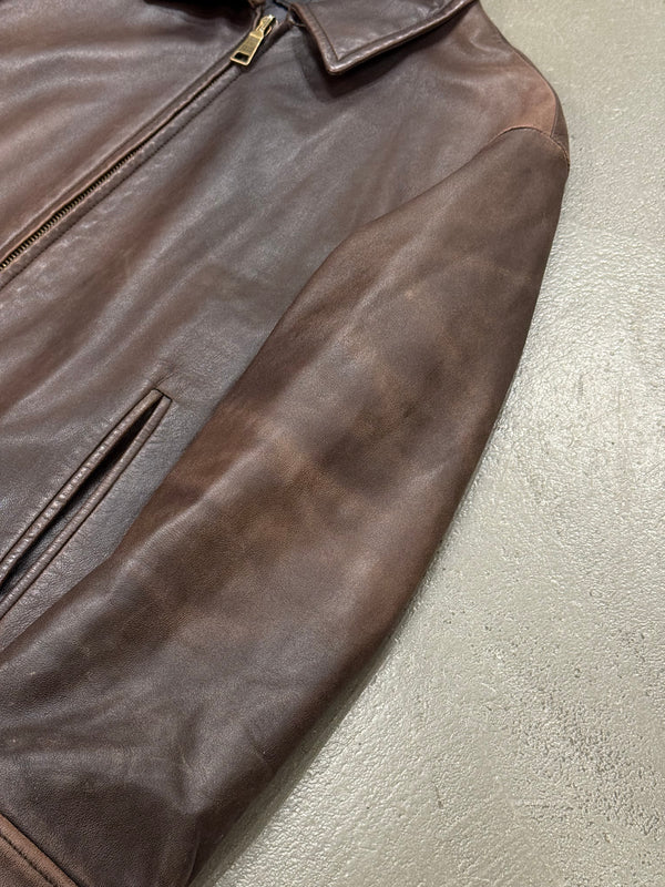 2000s Prada distressed leather jacket
