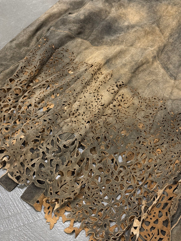 2000s Roberto Cavalli laser-cut distressed leather shirt
