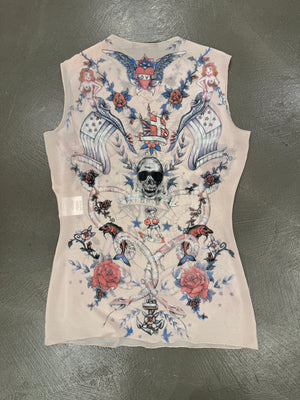 S/S 2003 Alexander McQueen tattoo mesh top