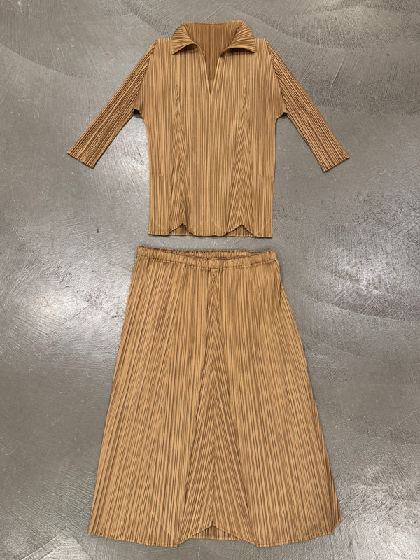 Issey Miyake pleated set (top + skirt)