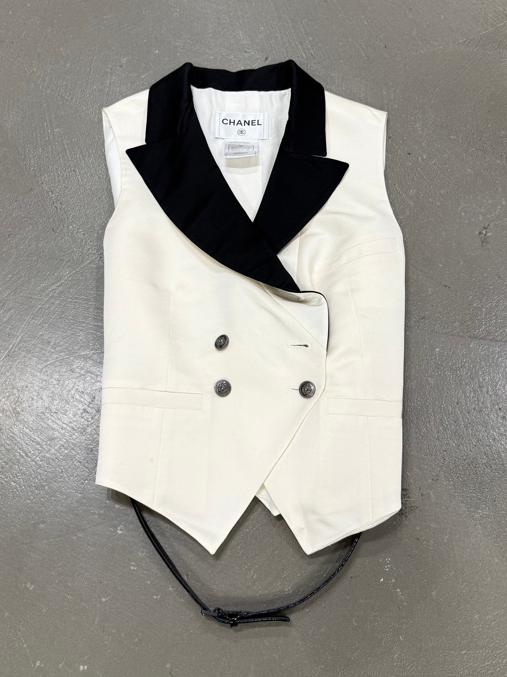Chanel double breasted gilet with leather belt