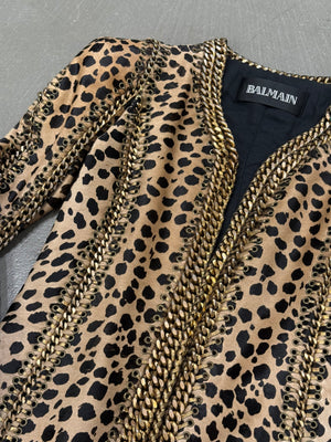 A/W2010 Balmain by Christophe Decarnin leopard pony hair metal chain jacket