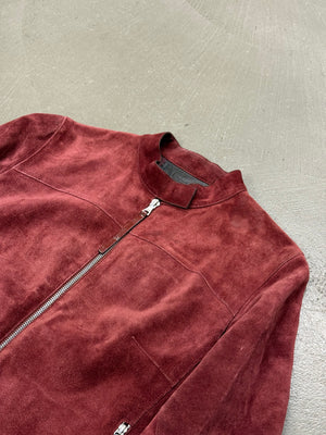 Prada red suede leather biker jacket