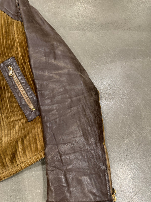 1990s Dolce & Gabbana mainline hybrid corduroy leather jacket