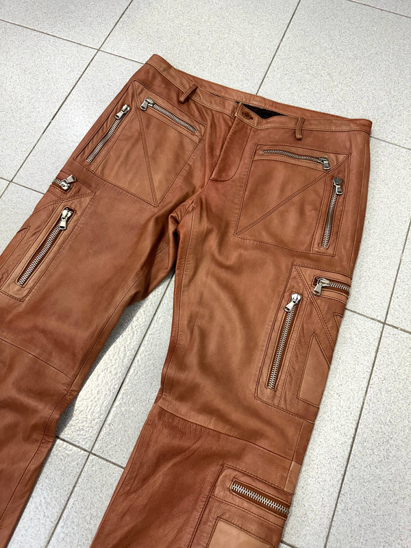 SS2002 Dolce & Gabbana leather zipper flight cargo pants