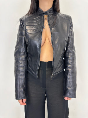 AW2000 Gucci by Tom Ford spiral biker leather jacket