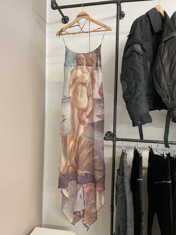 1990s D&G Botticelli birth of Venus sheer silk dress