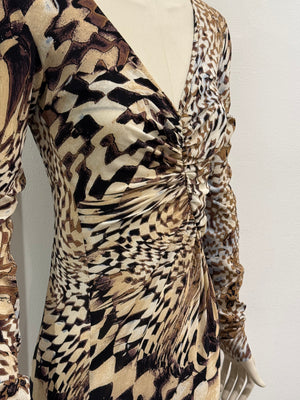 2003 Roberto Cavalli geometric psychedelic dress