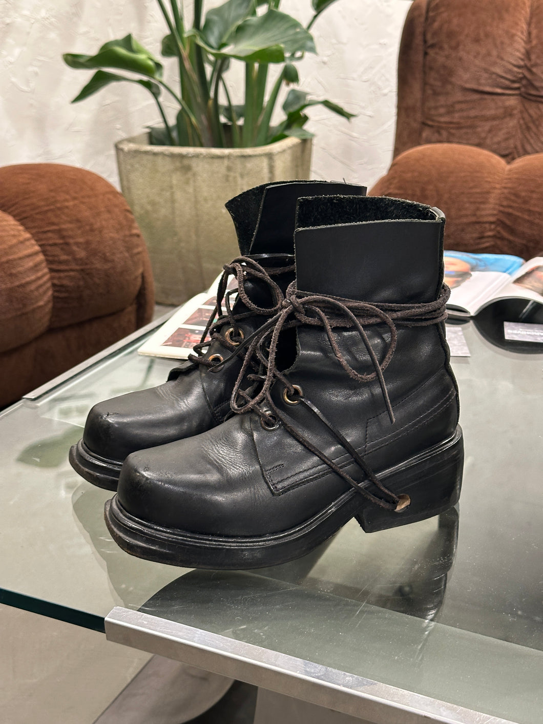1990s Dirk Bikkembergs lace through heel boots