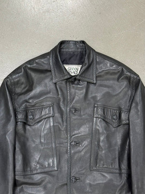 1990s Gianni Versace oversized cropped leather jacket